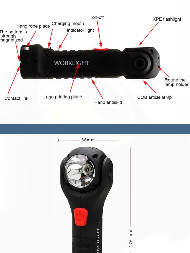 New Portable Work Lamp Adjust 360 Drgee Car Repair Inspection USB Magnetic LED Rechargeable Work Light