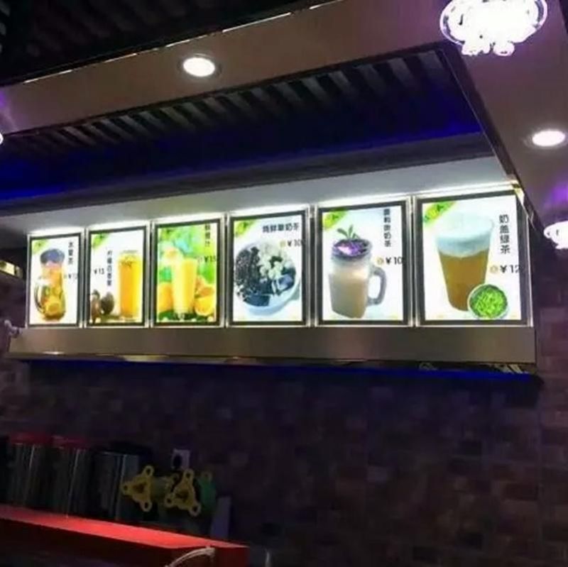 Indoor Fast Food Restaurant Glowing LED Menu Board Light Box
