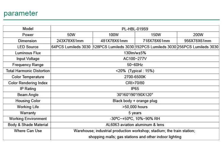 Factory Price 50 Watt IP 65 LED Linear High Bay Light