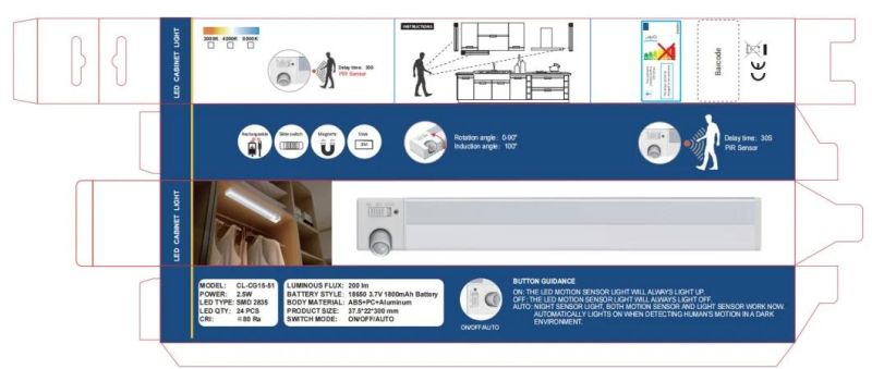 LED Portable Wireless Rechargeable Adjustable Angle Automatic Under Cabinet Lighting