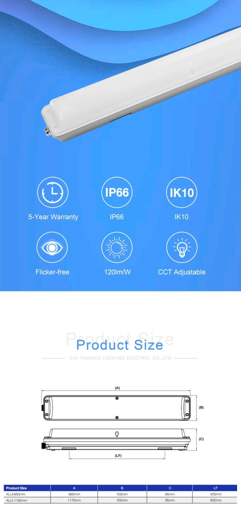 High Quality LED Tri-Proof Light Aluminum Base Light