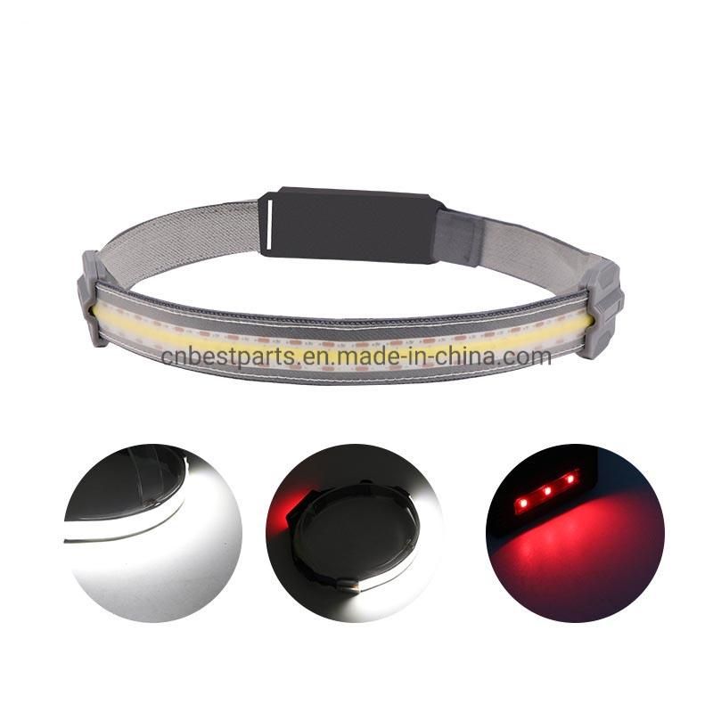 Super Bright Camping Head Torch Strip Lamp Rechargeable Full Vision LED Head Torch Light Emergency Headlight Back Warning COB LED Headlamp