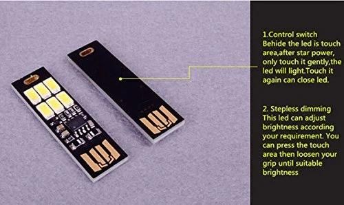 Mini USB Rechargeable Card Light 6LED Keychain Lamp Emergency Flashlight