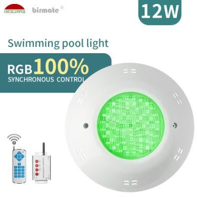 IP68 Waterproof 12W RGB LED 12V Synchronization Control Fiberglass Surface Mounted Pool Light
