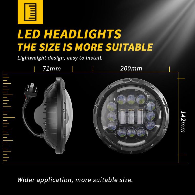 Dxz Remote Control 7 Inch 15LED Headlights RGB Round Thick Multicolor DRL Headlight for Jeep Wrangler Jk Lj Cj LED Car Light