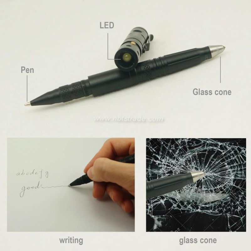 Multi-Function Aluminium Self Defence Tactical Pen with LED Flashlight