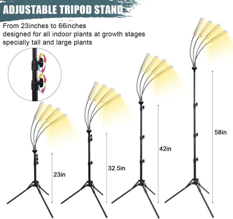 150W 4 Tube Full Spectrum with 60" Extendable Tripod Stand,420 LEDs 200W Auto on/off Timing Function Four-Heads Floor Plant Grow Light for Indoor Various Plants