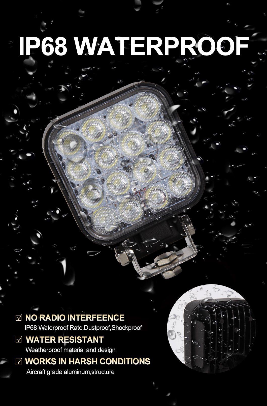 Factory Outlet Sale Accessories Offroad Headlight Car Auto Waterproof IP68 48W LED Work Light