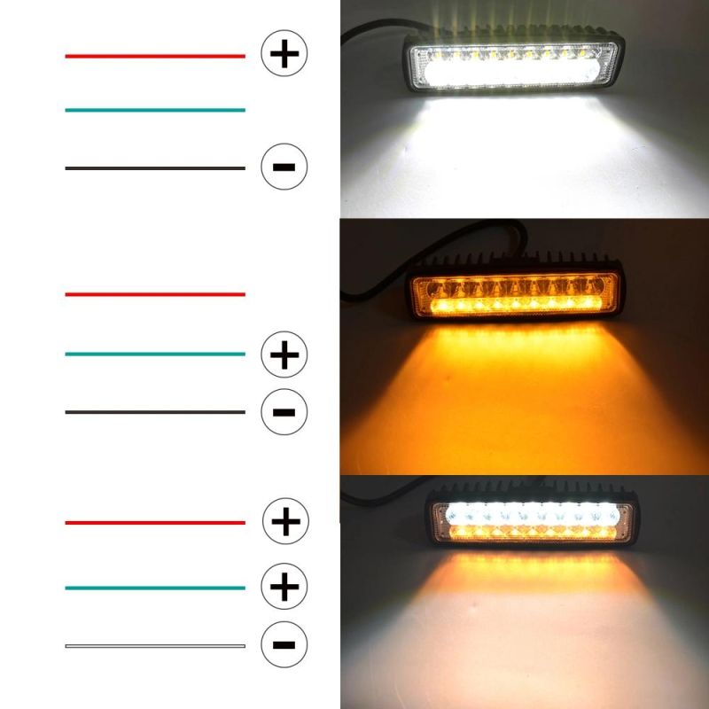 Dual Color Light Bar Car SUV Truck 6.3 Inch 60W Forklift Lights LED Work Light