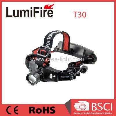 Aluminum Zoomable XP-E R2 LED Headlamp Rechargeble