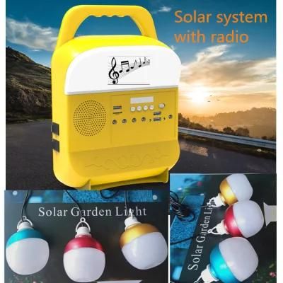 Solar Light Solar off-Grid Power Generation System Lighting Camping Lamp with Radio Mobile Phone Rechargeable Flashlight