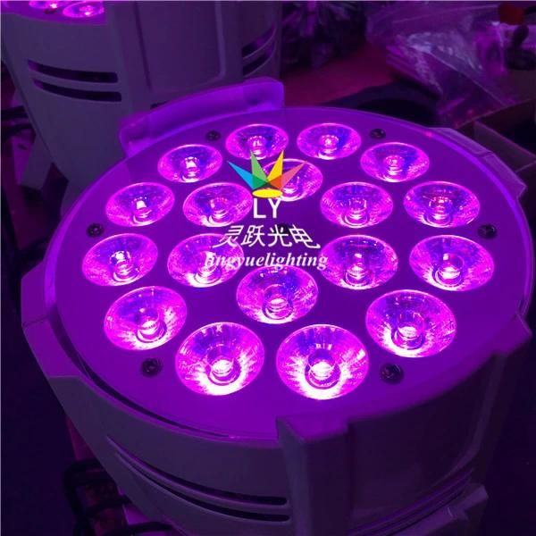 Professional Stage 18X18W RGBWA UV LED PAR Can Lights for Weddings