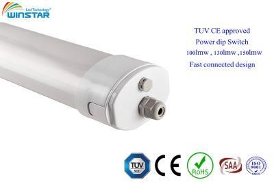 Fast Connect IP65 Waterproof LED Tri Proof Linear Light TUV Ce RoHS Approved
