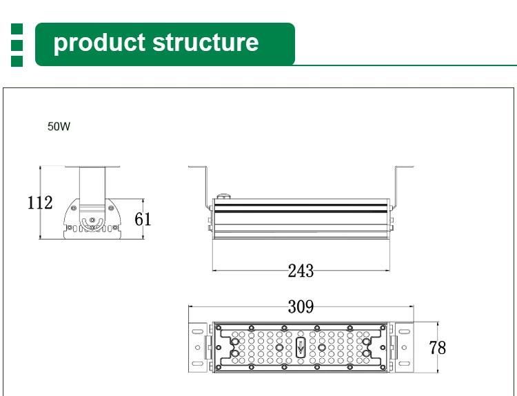 Ce RoHS 200W Linear Hanging Highbay Light LED Waterproof IP65 LED High Bay Light