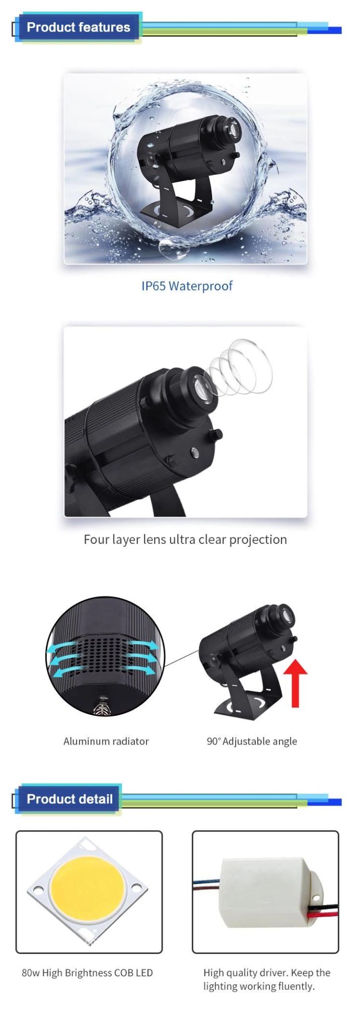 LED 80W Waterproof Light Outdoor Gobo Projector Best Lighting