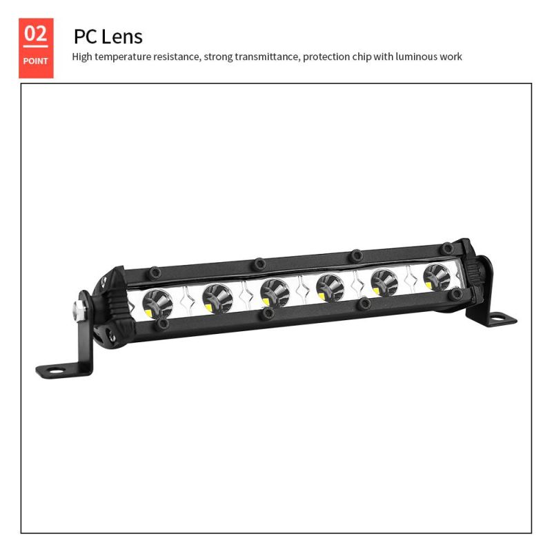 Dxz LED Bar Light Slim Straight Super Bright Single Row Barr LED 4X4 Reflector 7inch 6LED 18W 3030 LED
