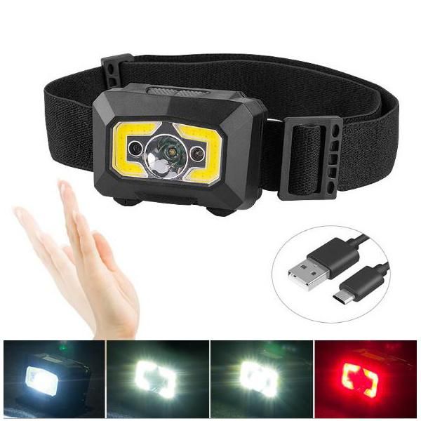 Plastic Motion Sensor Micro USB Rechargeble Headlamp