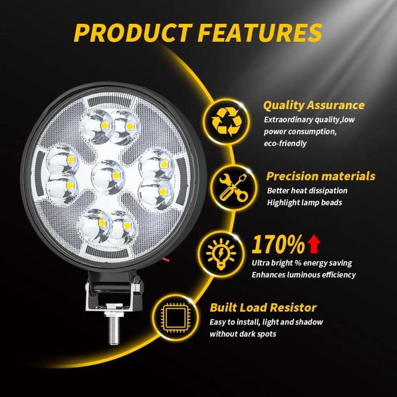 Dxz Flash LED Work Light 3inch Mini 21SMD Ultra Bright Spot+DRL Round Light for Vehicle/Motorcycle/Truck/Car/ATV