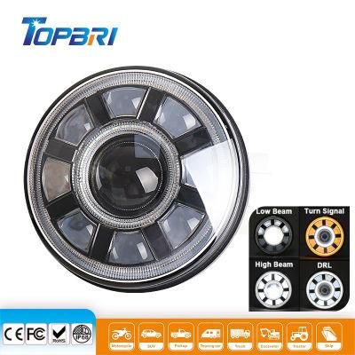Auto Car Motorcycle Light 12V Round 60W Fog LED Work Driving Lamps with Yellow Turn Signal