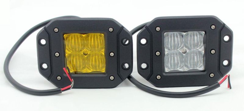 16W Flood LED Work Driving Light Flush Mount Offroad Fog Lamp for 4X4 ATV UTV Truck Boats