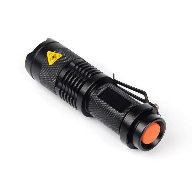 Waterproof Zoomable Torch Light Mini LED Flashlight with Clip