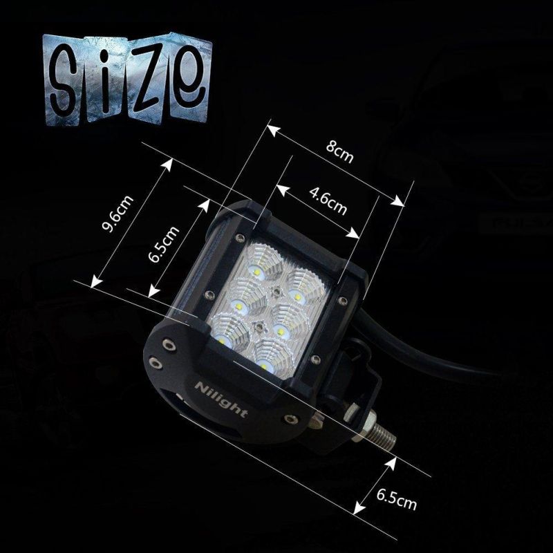 4 Inch 18W LED Driving Work Light Dual Row Square Fog Lamp for Offraod