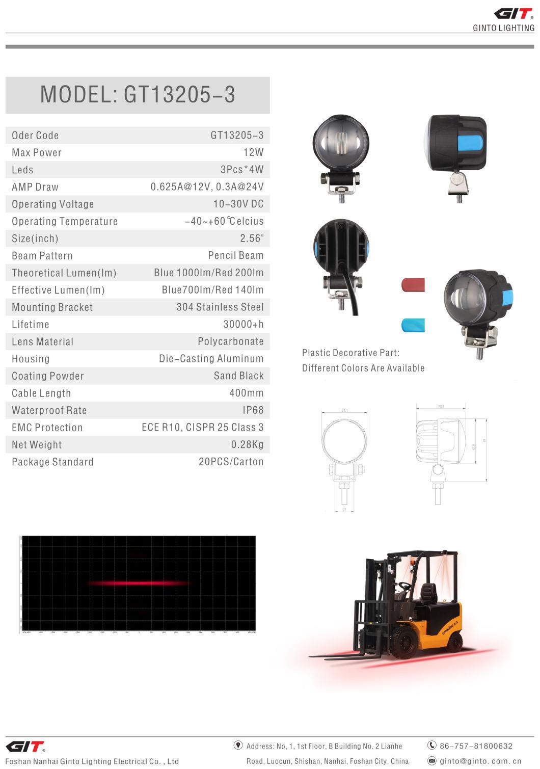 Ultra Durable 12/24V 12W Round Epistar 2.5inch Pencil Beam LED Car Light for Offroad Forklift 4X4