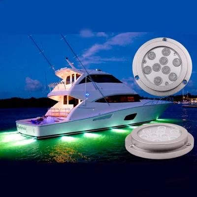 316 Stainless Steel Multi Color RGB IP68 27W Yacht LED Underwater Light for Boat