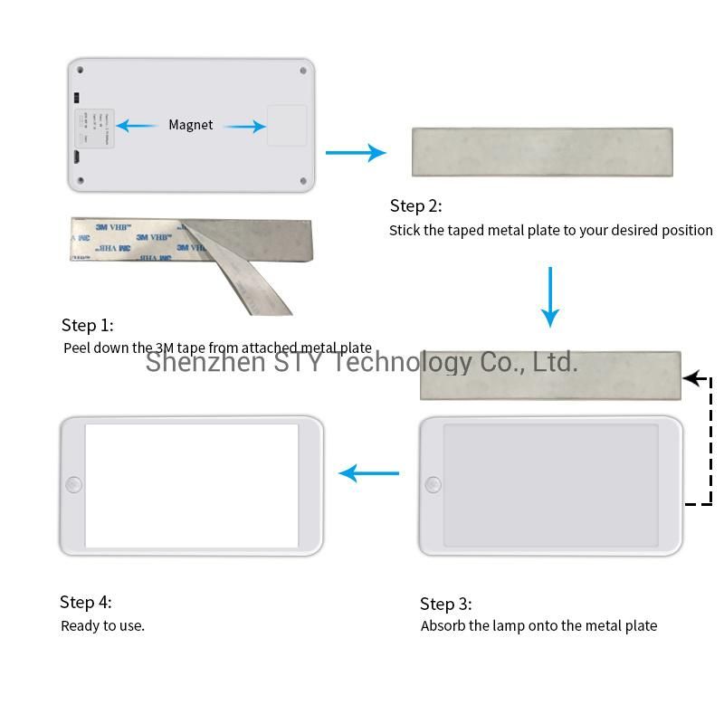 USB Rechargeable PIR Motion Sensor LED Furniture/Wardrobe/Kitchen Night Light Mounted by Magnet