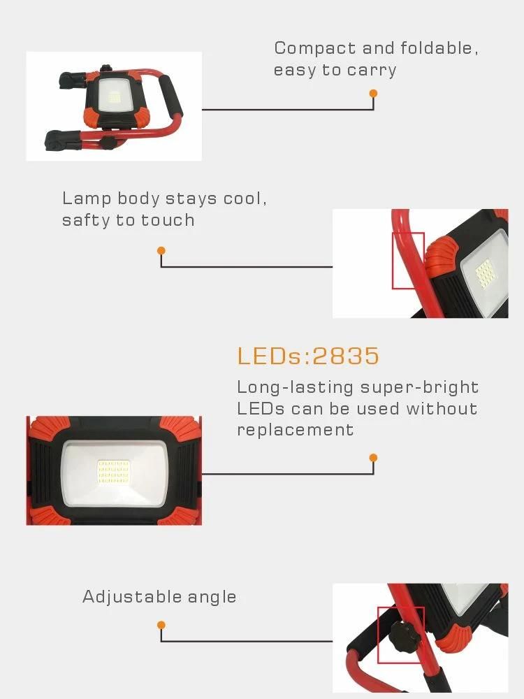 High Quality Portable Rechargeable LED Work Light High Lumens Camping Emergency Square LED Work Light