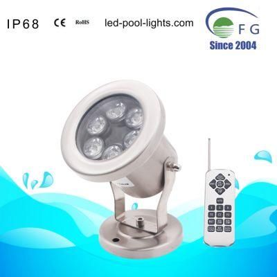 96*135mm IP68 18W RGB 304 Stainless Steel LED Underwater Light with Smart Controller