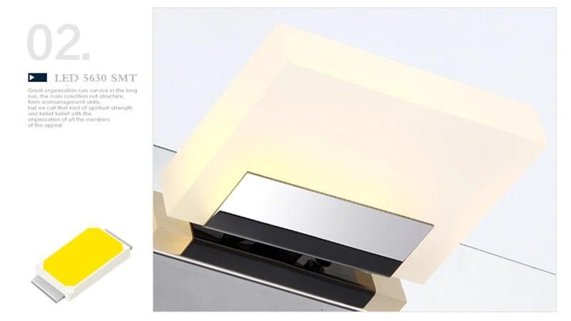 Acrylic LED Mirror Headlamp 2/3/4 Heads Toilet Stainless Steel Bathroom Lamp (WH-MR-35)