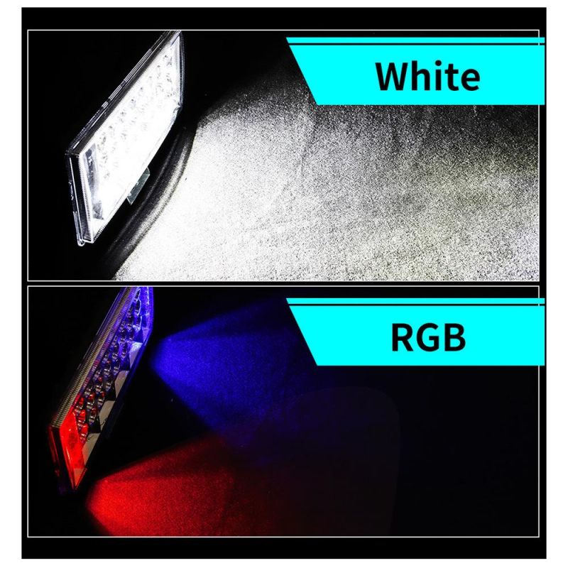 Dxz Car LED Work Light 8inch 68LED 204W Driving Flood Lamp Flashing Spotlight Red and Blue Strobe Warning Offroad Truck