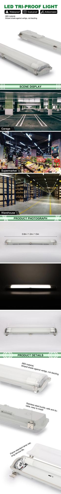 Moisture-Proof Lamp with 2 LED Tube 1.2m