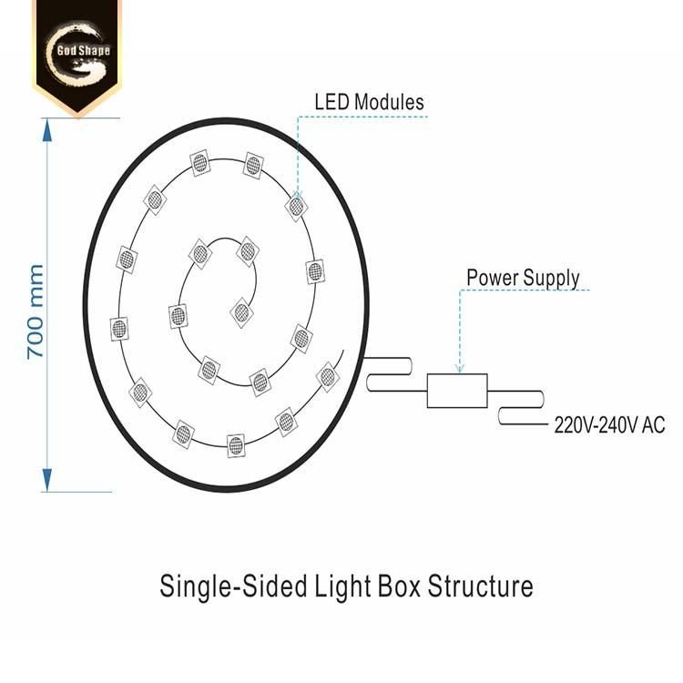 OEM Logo Illumianted Signage Round Light Box Lightboxes LED Sign