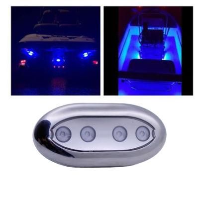 12V Blue Underwater Boat Light Waterproof Stainless Steel Trim Ring Boat Cabin Light