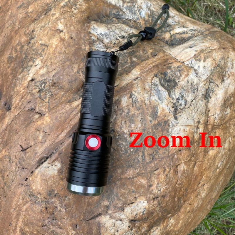 USB Rechargeable Zoom in and Zoom out Outdoor Camping Searching Aluminum LED Flashlight