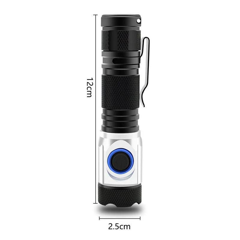 Pocket Clip Tactical LED Flashlights Torch Lights Xpg3 USB Rechargeable 18650 Battery
