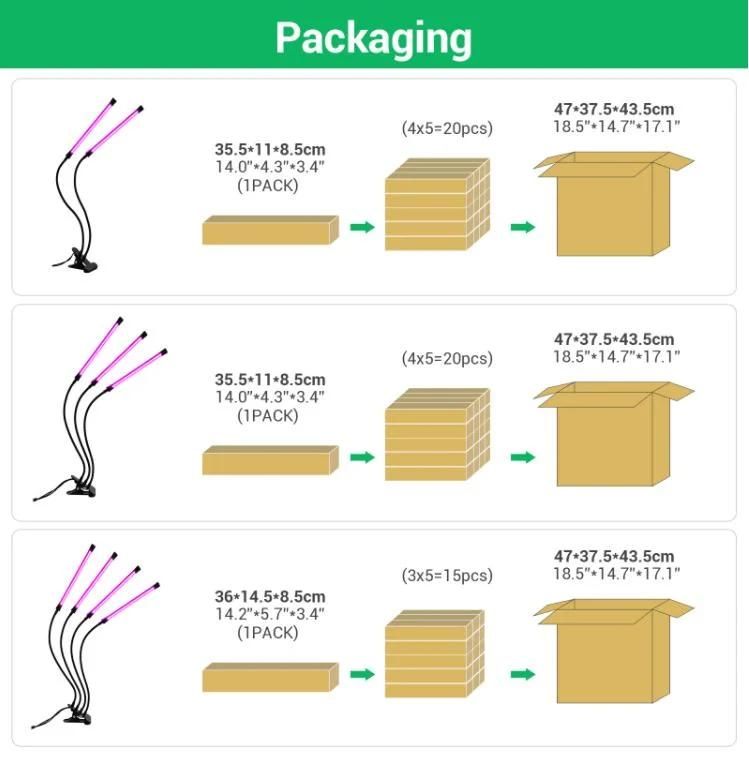 Smsung 4 Head Dimmable Levels Plant Grow Lights for Indoor Plants Growth Adjustable 6 9 12h Timer