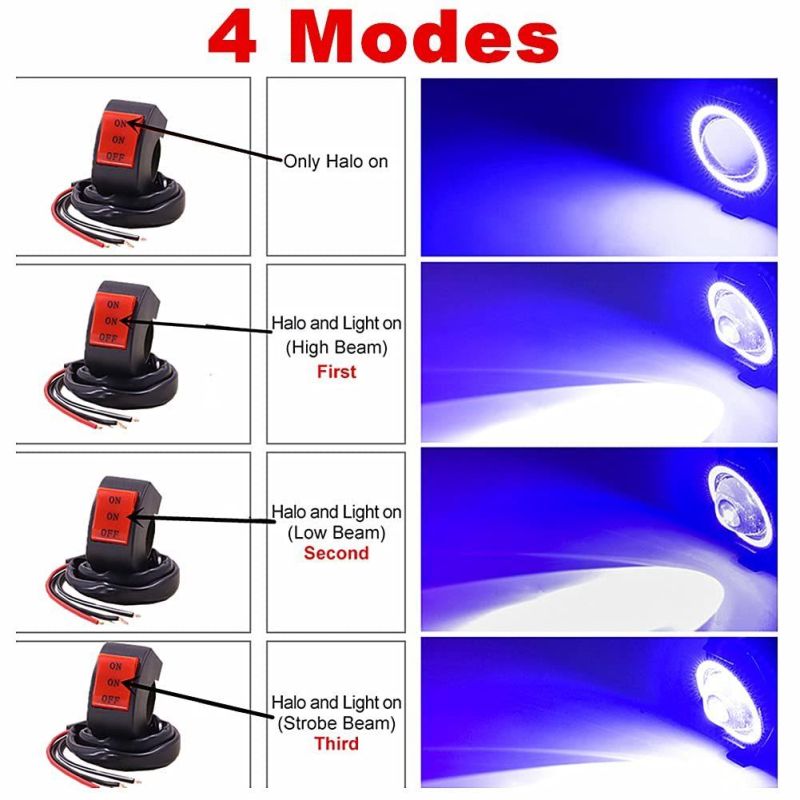 Super Bright U7 Motorcycle LED Headlight Halo Ring Spotlight Devil Angle Eye Fog Lamp Car Motorcycle Jeeps Mini Driving Lights