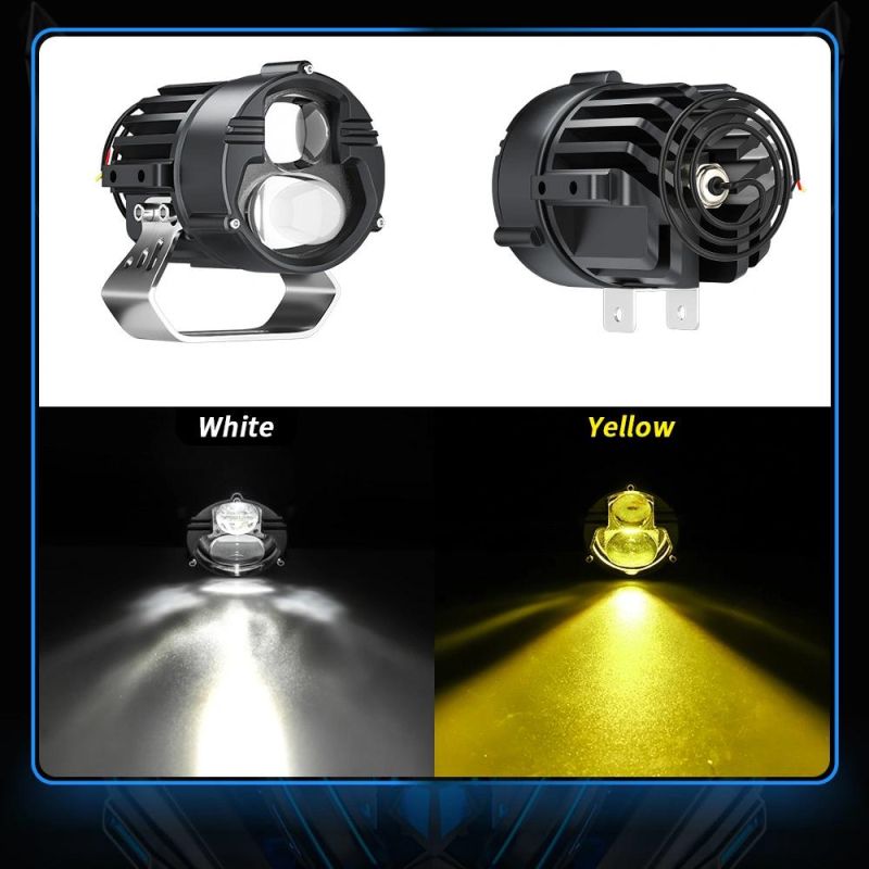 Dxz Motorcycle Headlights Headlamp 6500K/4300K Light Flashing Mode Spotlight Double Color Driving Fog Lamps for Vehicle/off-Road /ATV/Car