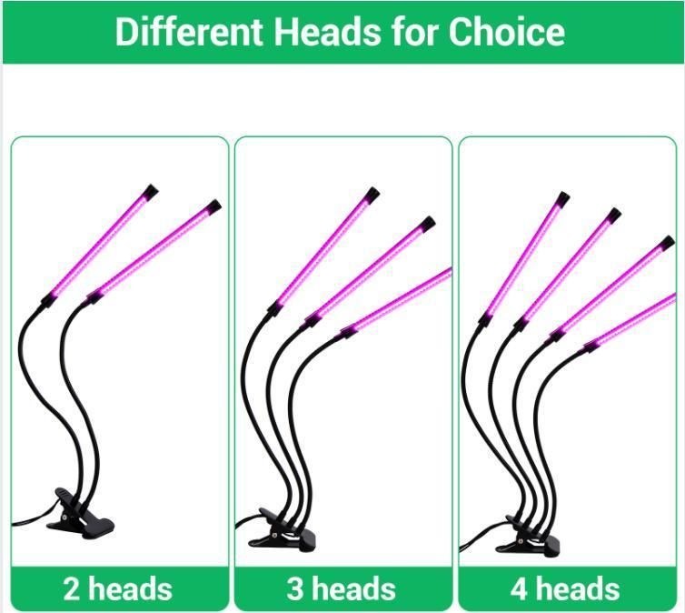 Samsung 4 Head Dimmable Levels Plant Grow Lights for Indoor Plants Growth Adjustable 6 9 12h Timer