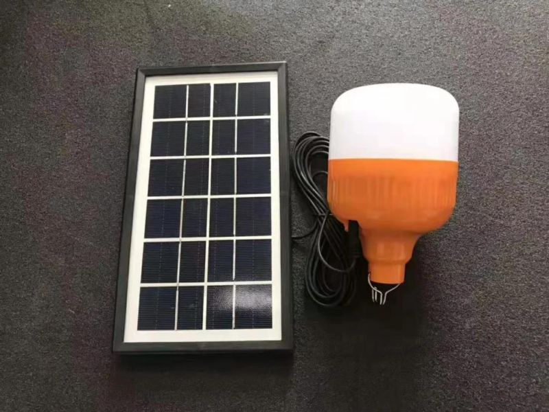 60W 80W Solar Panel Charging LED Light Bulb with Rechargeable Battery