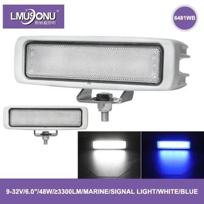 6481wb LED Marine Lights LED Signal Lights 6.0 Inch 48W 3300lm White Blue Flood Beam