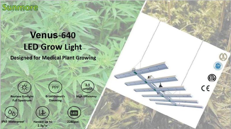 Hydroponic Indoor Farming System Full Spectrum Veg Bloom Bars LED Grow Light for Weed Medical Plant (640W 800W 1200W)