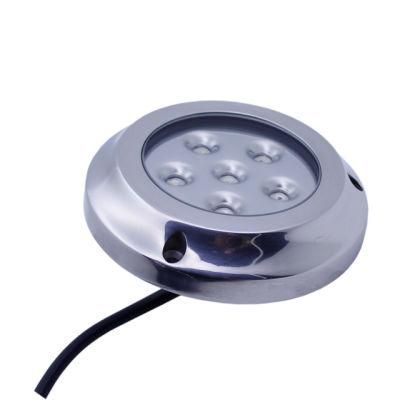 6LED Surface Mount Round Boat Marine LED Underwater Lights with Stainless Steel Bezel