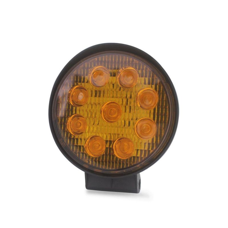 3inch Round Amber Car Truck Trailer Motorcycle Tractor Forklift Boat Lamp 9LED Flash Strobe Mini 27W LED Work Light