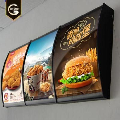 Aluminum Curve Restaurant LED Light Box Menu Board