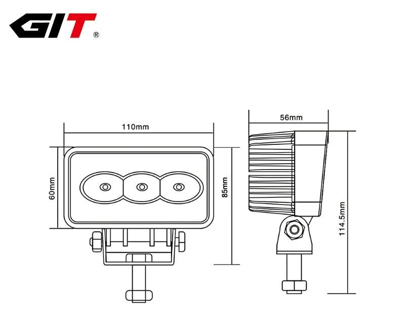 E-MARK 4.5inch 9W Flood/Spot Rectangle Epistar LED Working Light for Offroad 4X4 Forklift Automotive