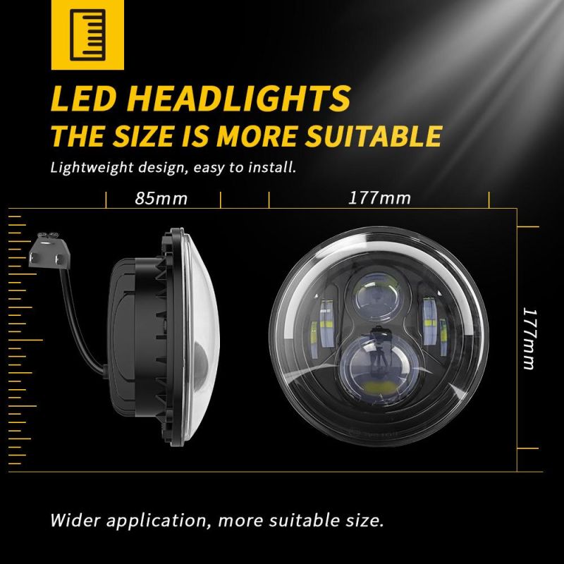 Dxz 7 Inch 6LED Thick Half Roud for Jeep Wrangler Offroad 45W LED Work Light Auto Parts Waterproof Lamp
